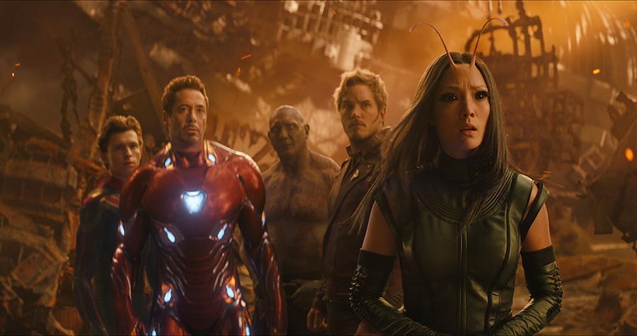 Tom Holland, Robert Downey Jr., Dave Bautista, Chris Pratt, Pom Klementieff, Avengers: Infinity War